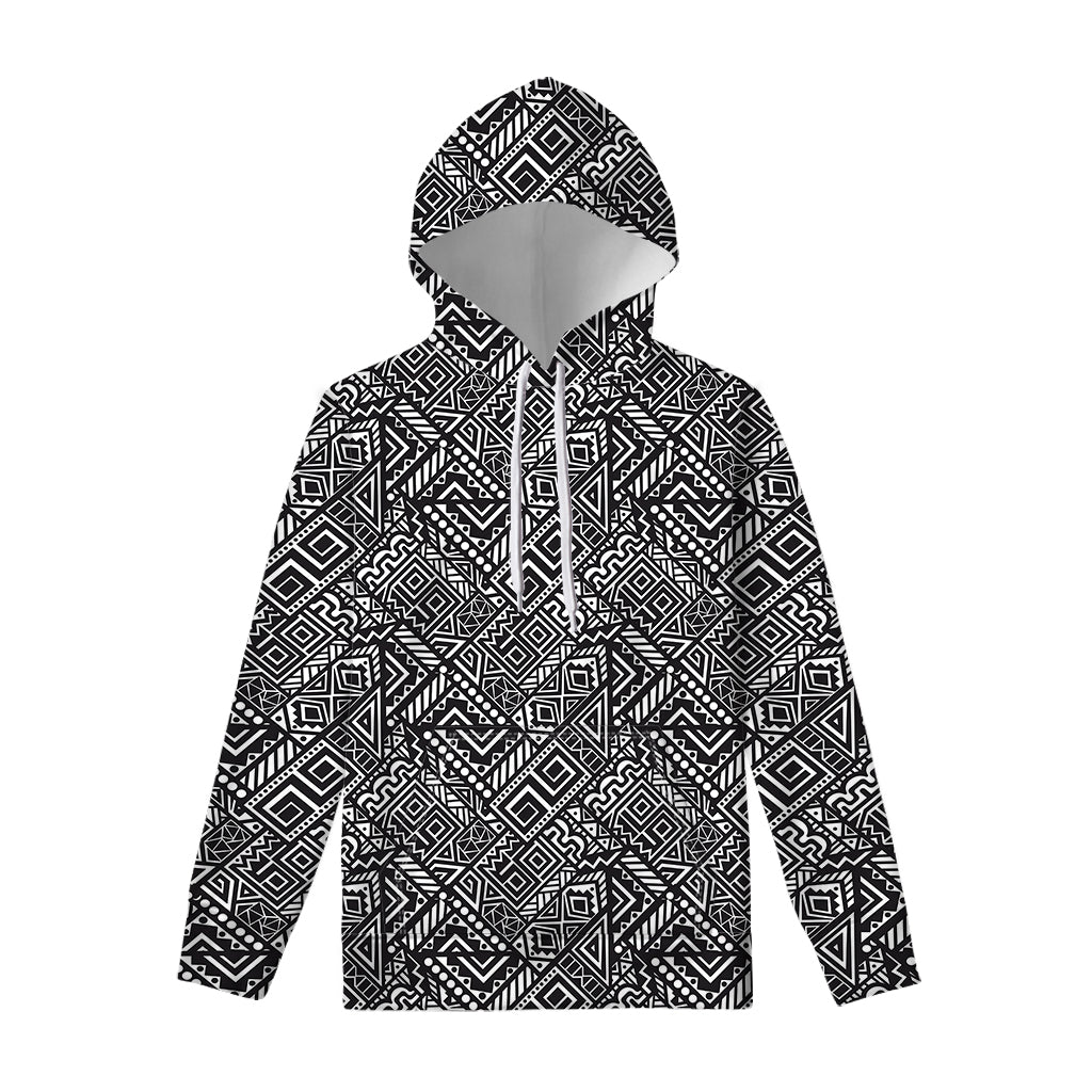 Black And White African Tribal Print Pullover Hoodie