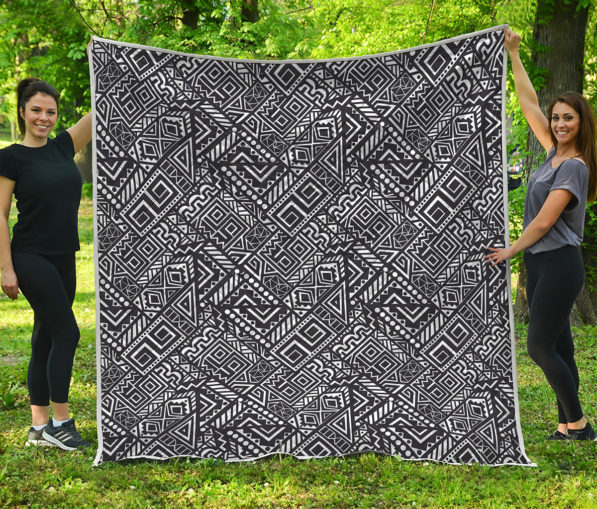 Black And White African Tribal Print Quilt
