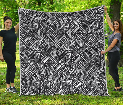 Black And White African Tribal Print Quilt
