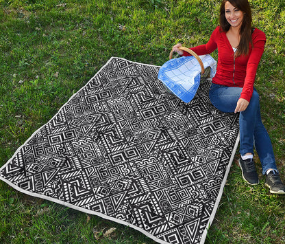 Black And White African Tribal Print Quilt