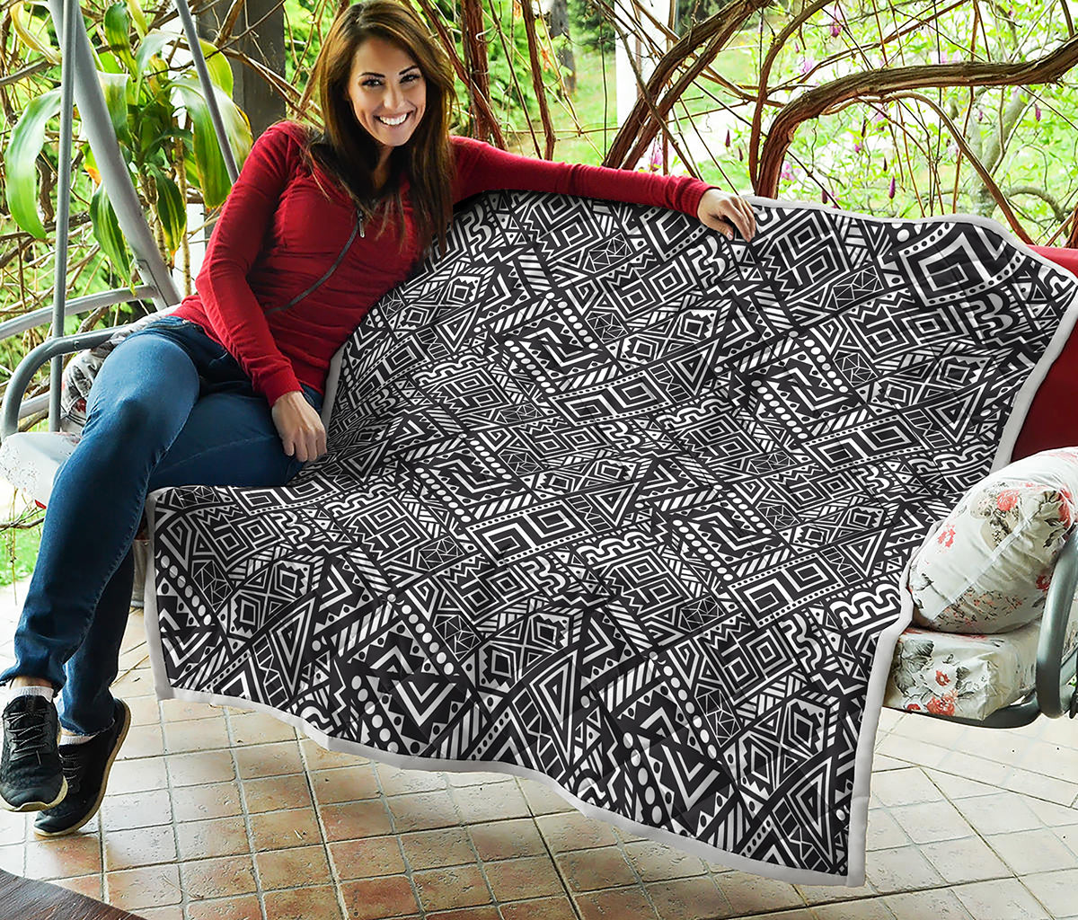 Black And White African Tribal Print Quilt