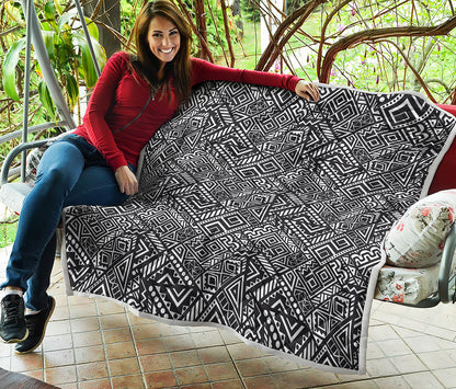 Black And White African Tribal Print Quilt