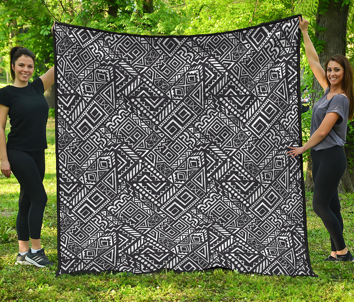 Black And White African Tribal Print Quilt