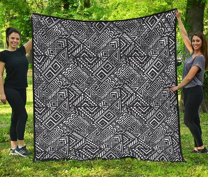 Black And White African Tribal Print Quilt