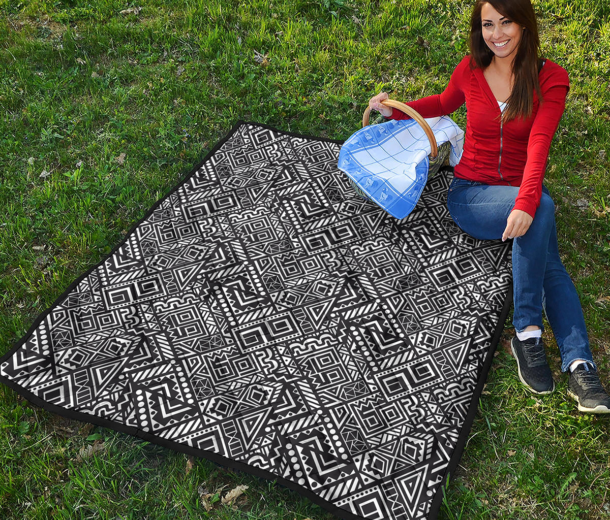 Black And White African Tribal Print Quilt