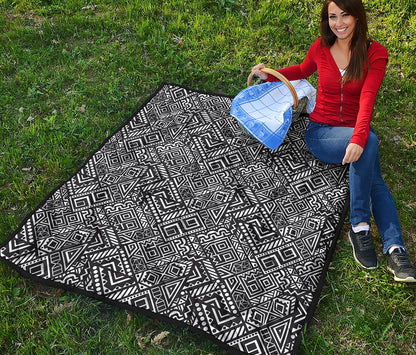 Black And White African Tribal Print Quilt