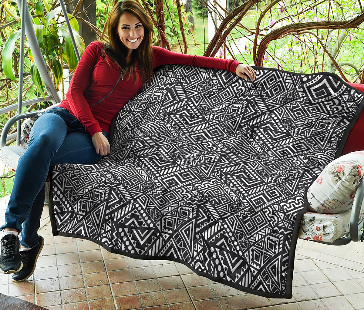 Black And White African Tribal Print Quilt
