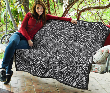 Black And White African Tribal Print Quilt