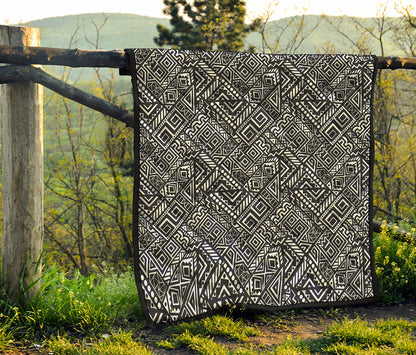 Black And White African Tribal Print Quilt