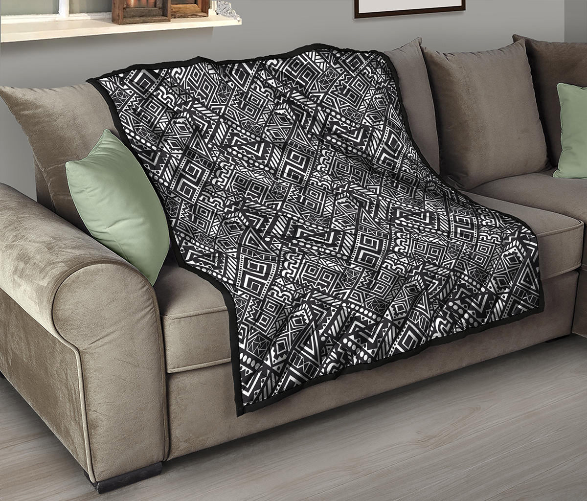 Black And White African Tribal Print Quilt