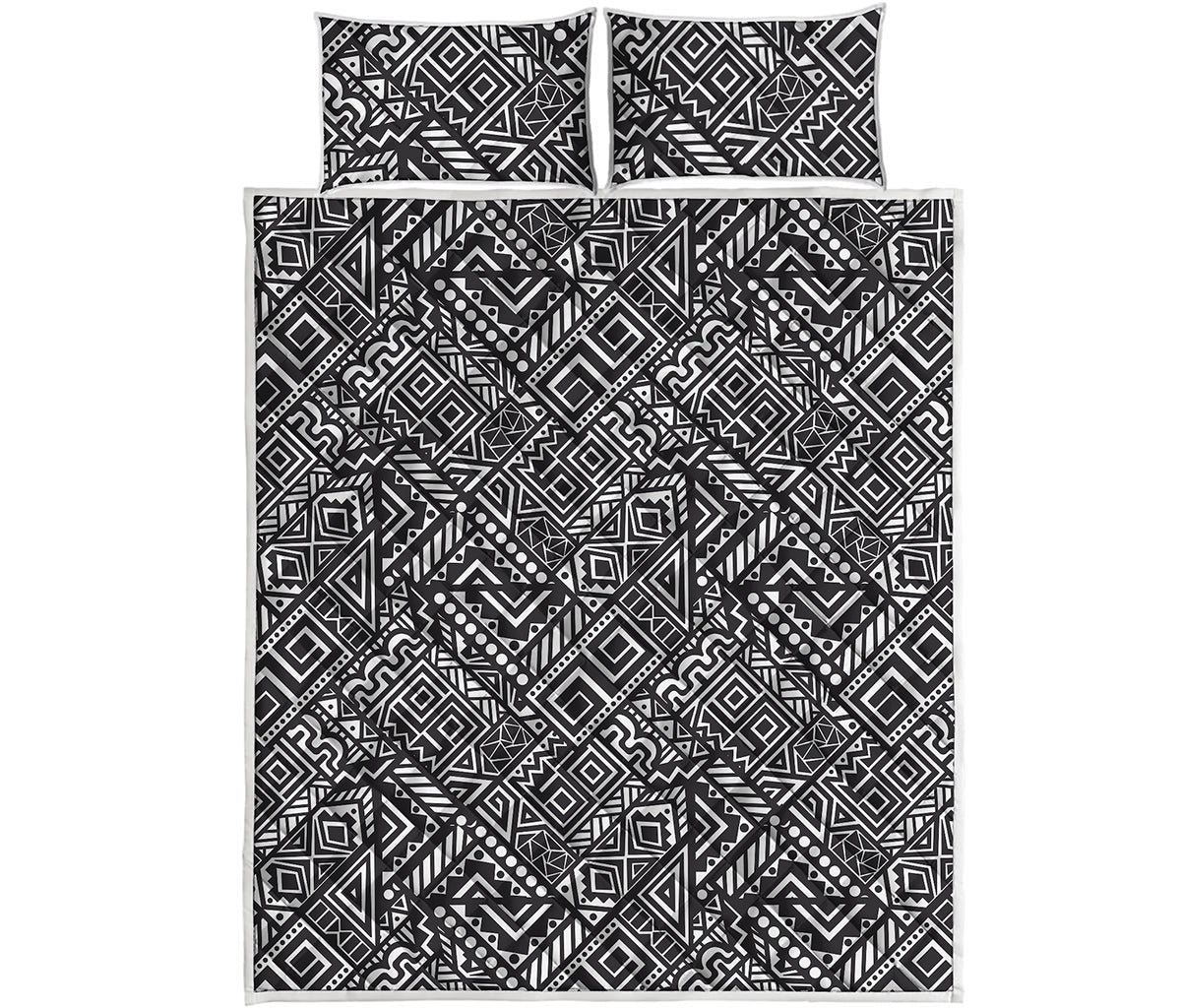 Black And White African Tribal Print Quilt Bed Set