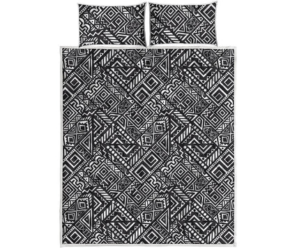 Black And White African Tribal Print Quilt Bed Set