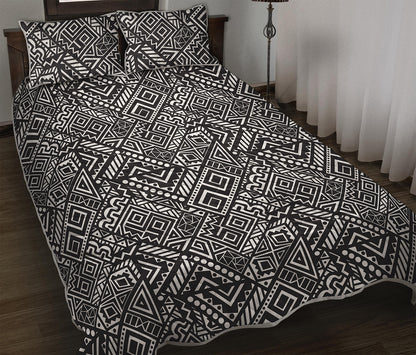 Black And White African Tribal Print Quilt Bed Set