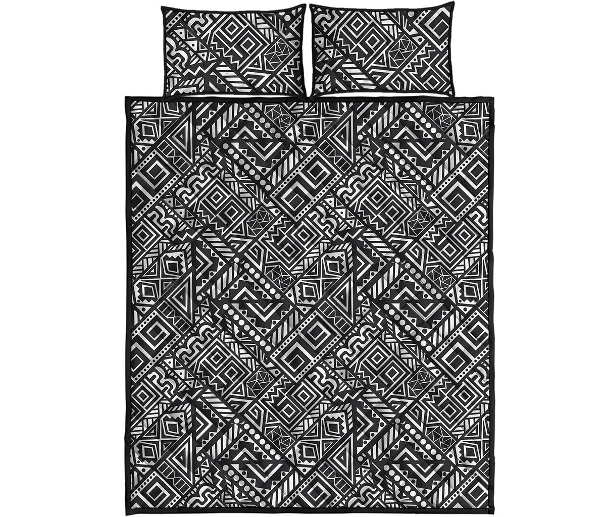 Black And White African Tribal Print Quilt Bed Set