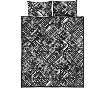 Black And White African Tribal Print Quilt Bed Set