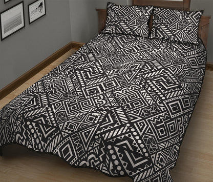 Black And White African Tribal Print Quilt Bed Set
