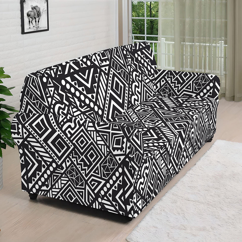 Black And White African Tribal Print Sofa Cover