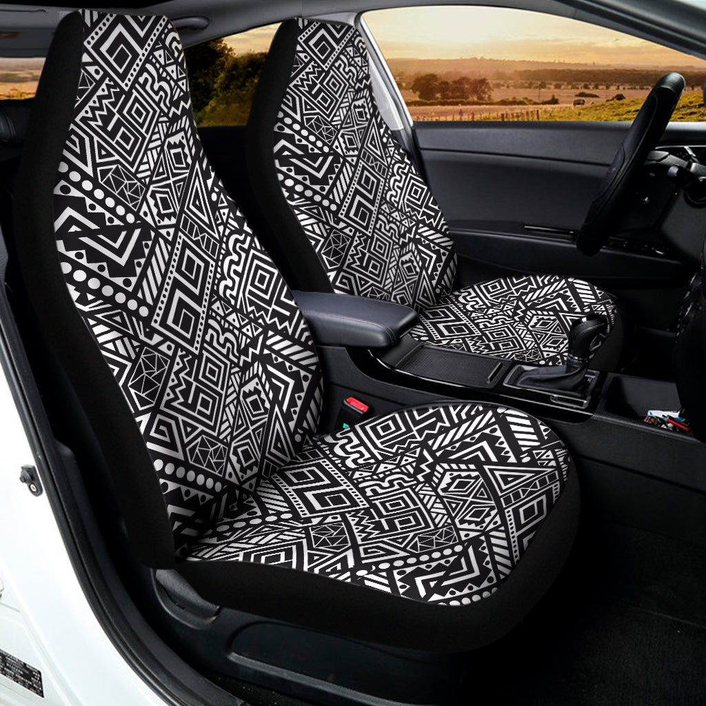 Black And White African Tribal Print Universal Fit Car Seat Covers