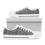 Black And White African Tribal Print White Low Top Shoes