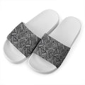 Black And White African Tribal Print White Slide Sandals