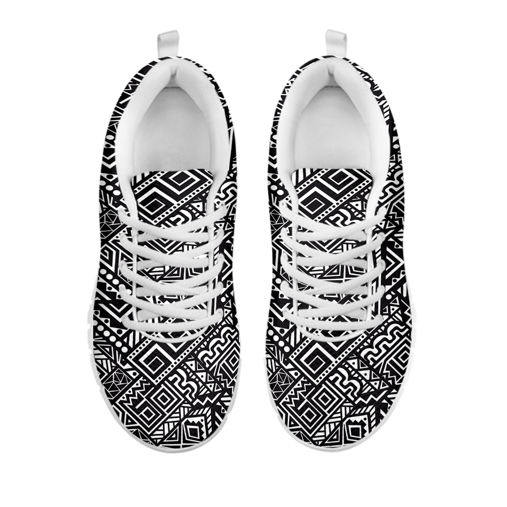 Black And White African Tribal Print White Sneakers