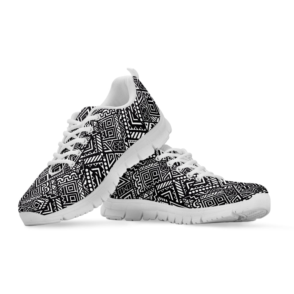 Black And White African Tribal Print White Sneakers