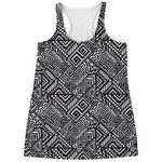 Black And White African Tribal Print Women's Racerback Tank Top