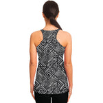 Black And White African Tribal Print Women's Racerback Tank Top