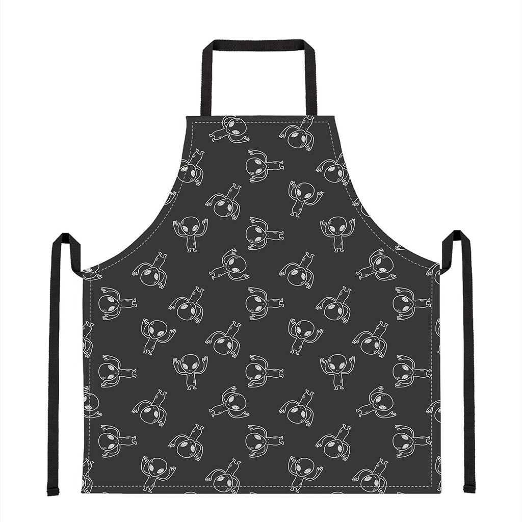 Black And White Alien Print Apron