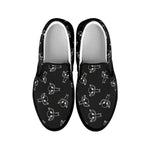 Black And White Alien Print Black Slip On Shoes