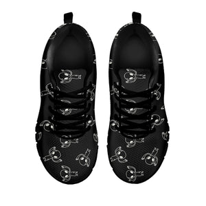 Black And White Alien Print Black Sneakers