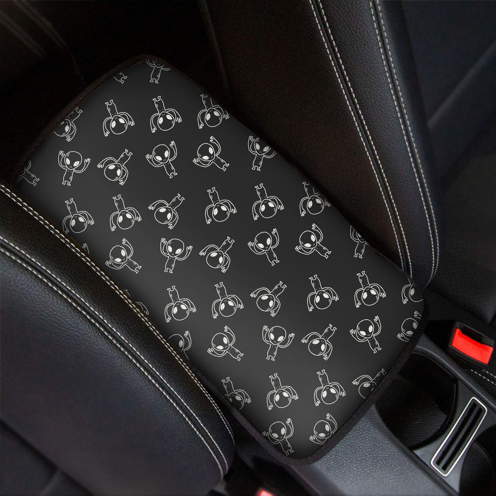 Black And White Alien Print Car Center Console Cover