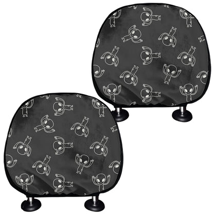 Black And White Alien Print Car Headrest Covers