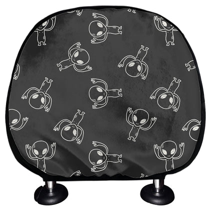 Black And White Alien Print Car Headrest Covers