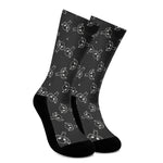 Black And White Alien Print Crew Socks