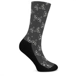 Black And White Alien Print Crew Socks