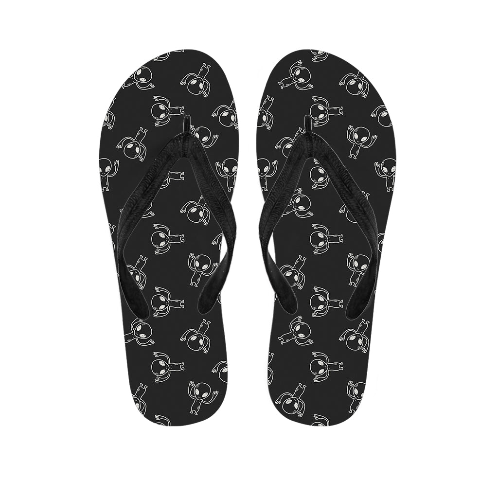 Black And White Alien Print Flip Flops