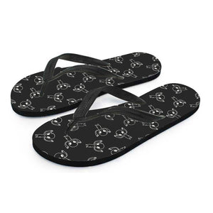 Black And White Alien Print Flip Flops