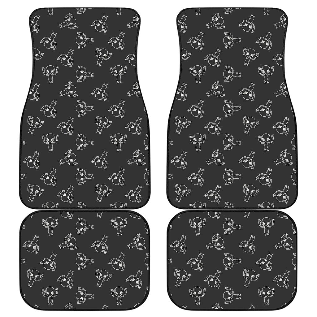 Black And White Alien Print Front and Back Car Floor Mats