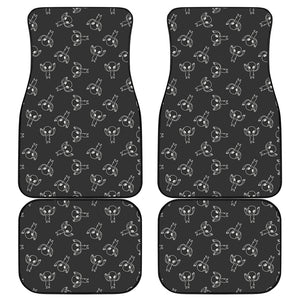 Black And White Alien Print Front and Back Car Floor Mats