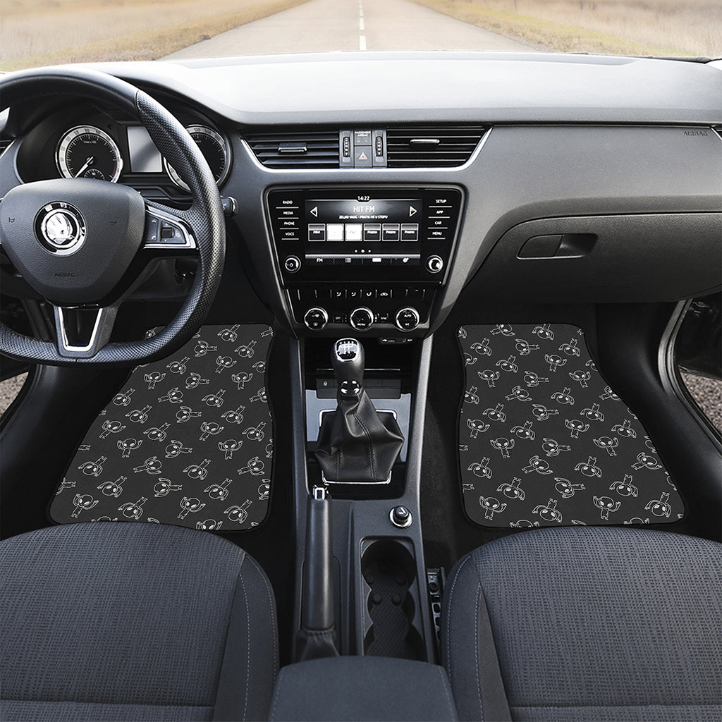 Black And White Alien Print Front and Back Car Floor Mats