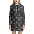Black And White Alien Print Pullover Hoodie Dress