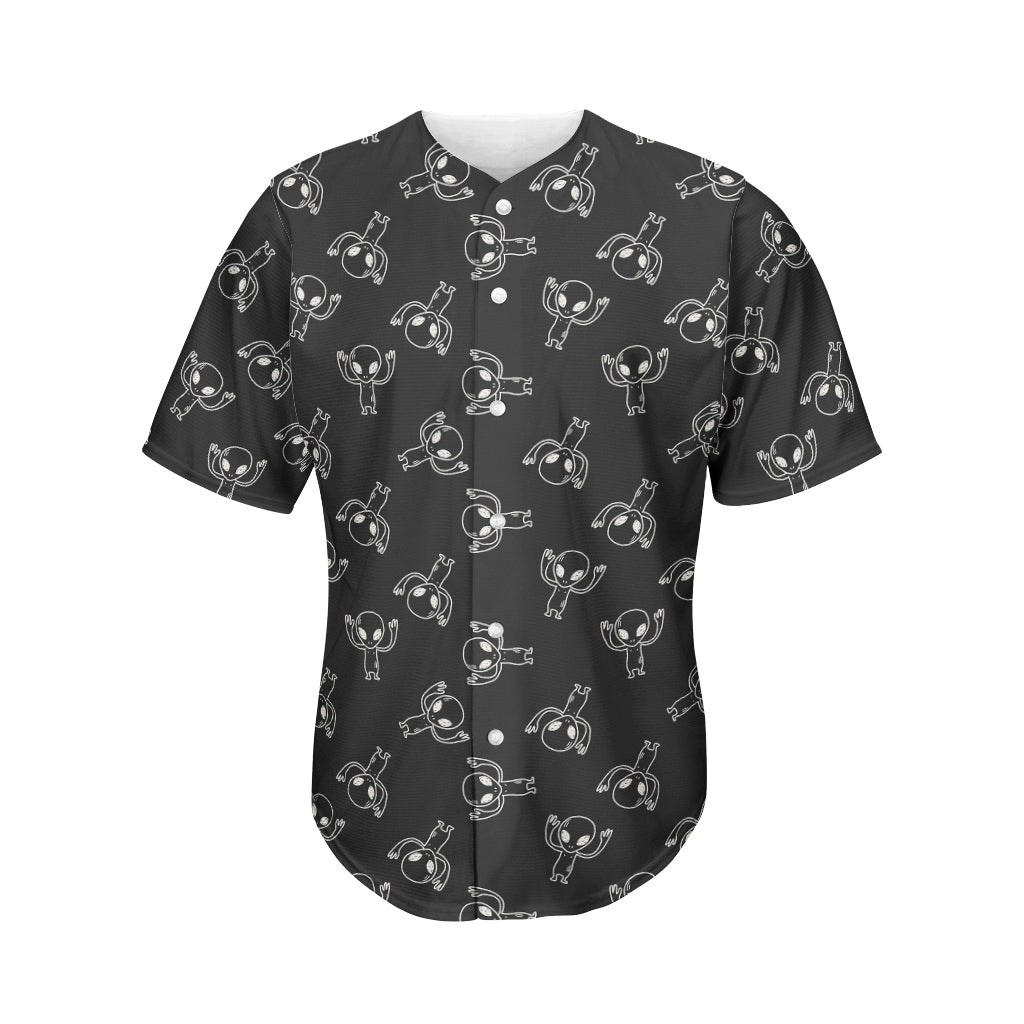 Black And White Alien Print Men's Baseball Jersey