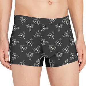 Black And White Alien Print Men's Boxer Briefs