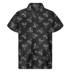 Black And White Alien Print Men's Short Sleeve Shirt