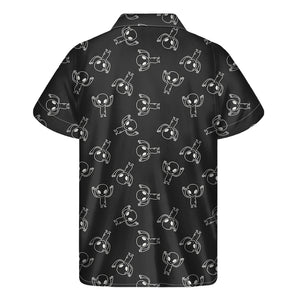 Black And White Alien Print Men's Short Sleeve Shirt