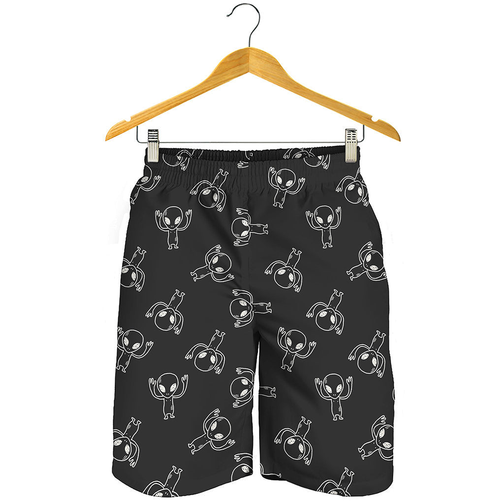 Black And White Alien Print Men's Shorts