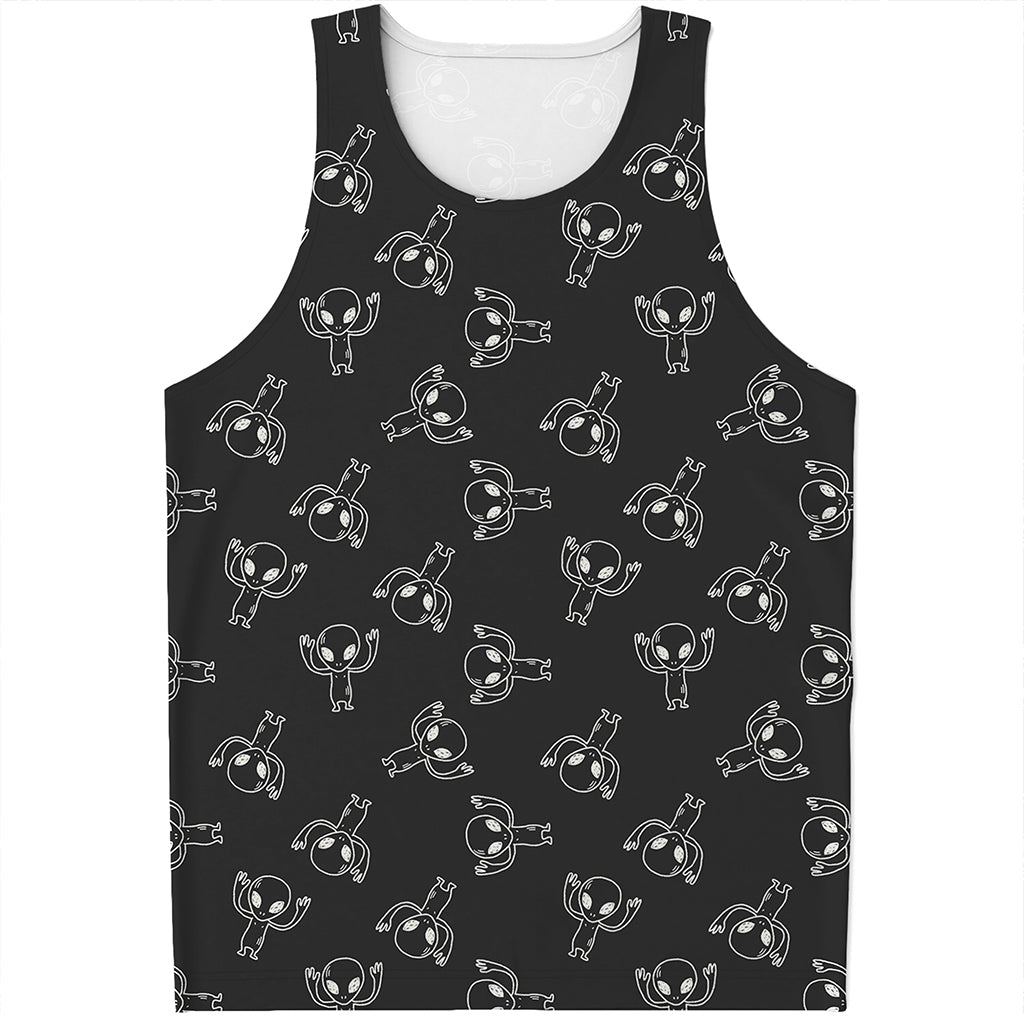 Black And White Alien Print Men's Tank Top