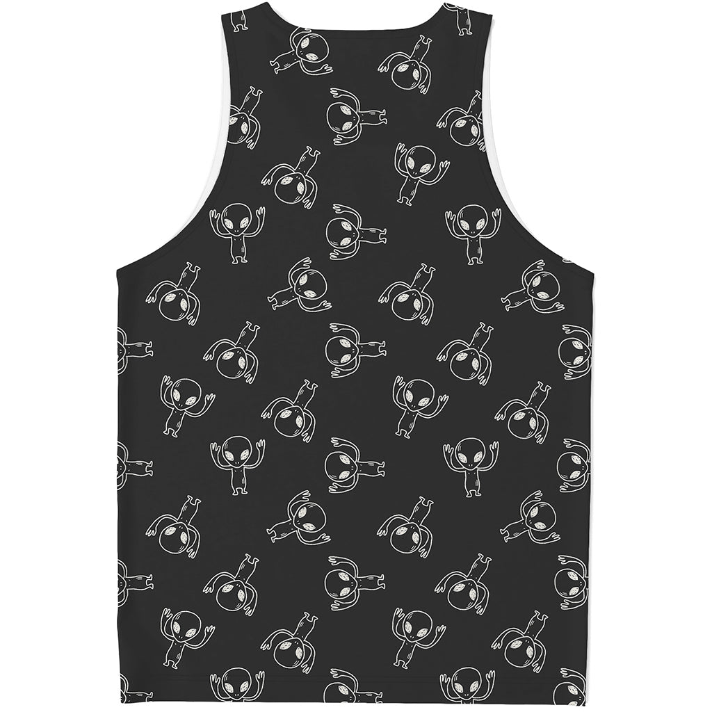 Black And White Alien Print Men's Tank Top