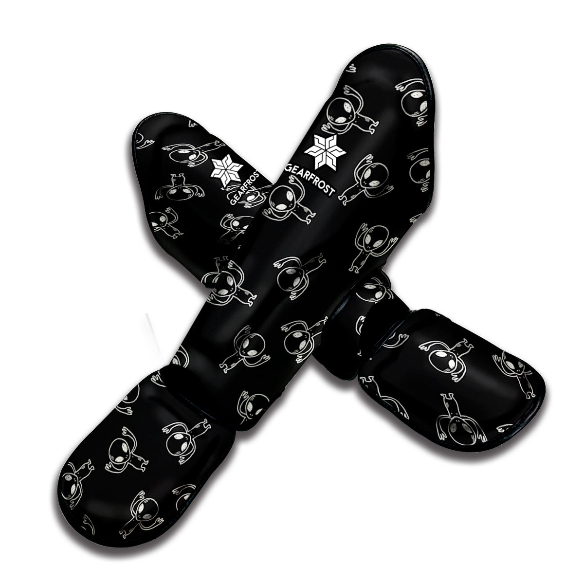 Black And White Alien Print Muay Thai Shin Guard